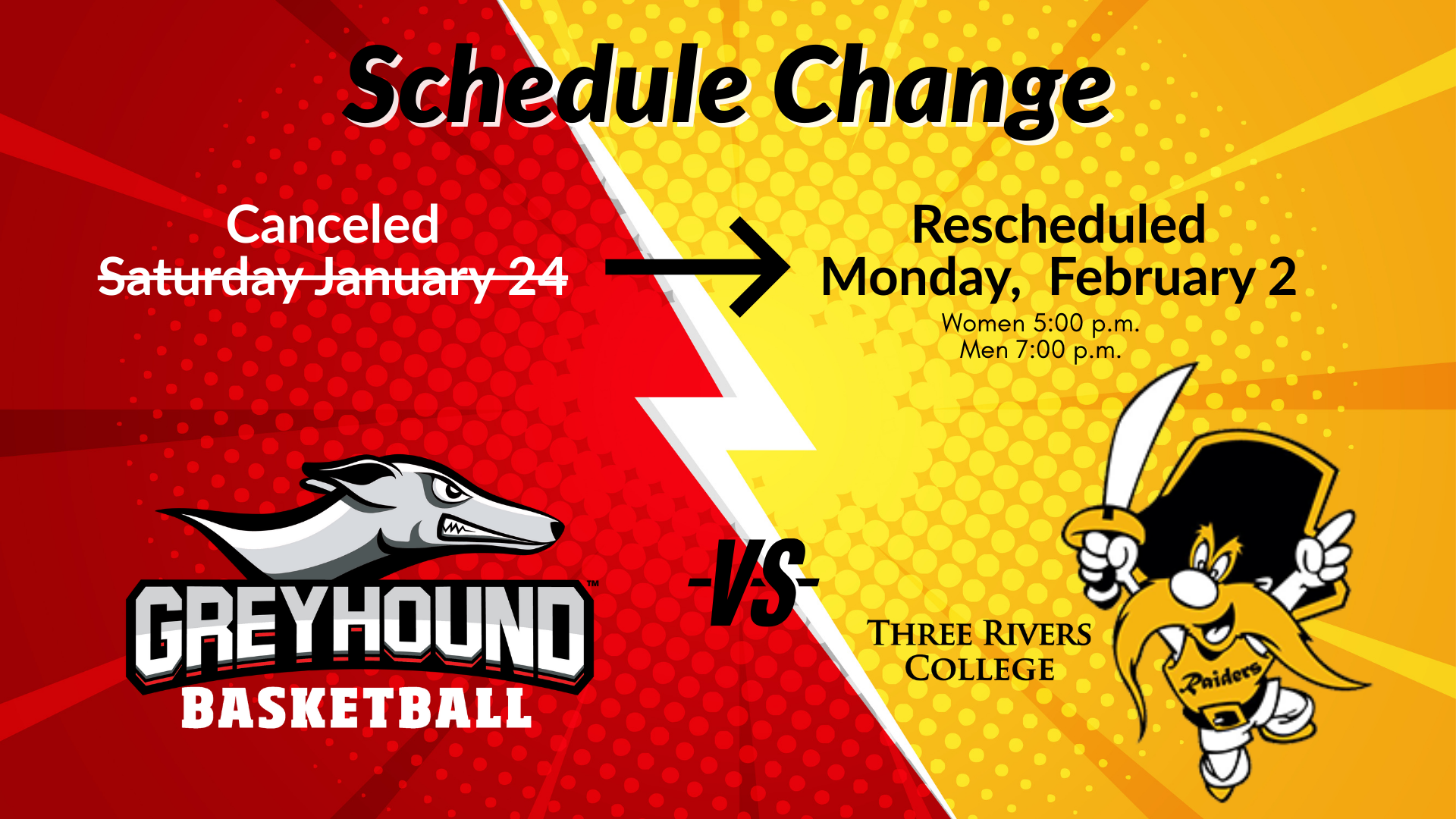 MACC GREYHOUND DOUBLEHEADER VS. THREE RIVERS ON SATURDAY CANCELLED